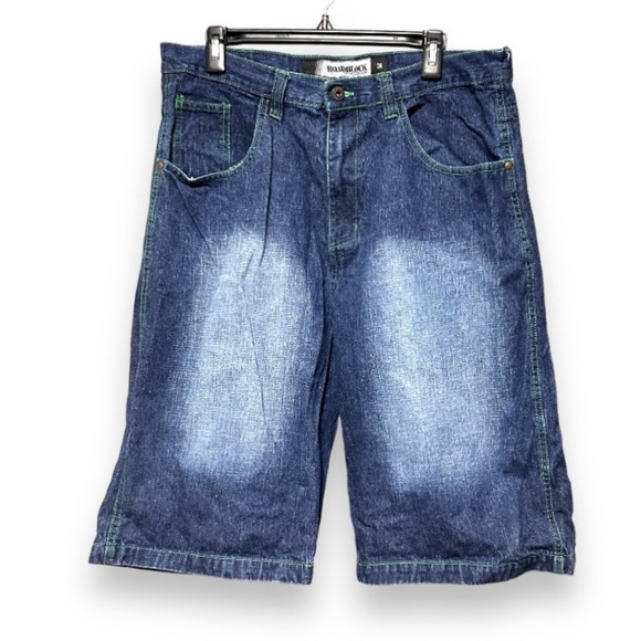Vintage Y2K Roadblock Dark Wash Faded Denim Shorts Men’s Size 34 Jorts - Picture 1 of 16